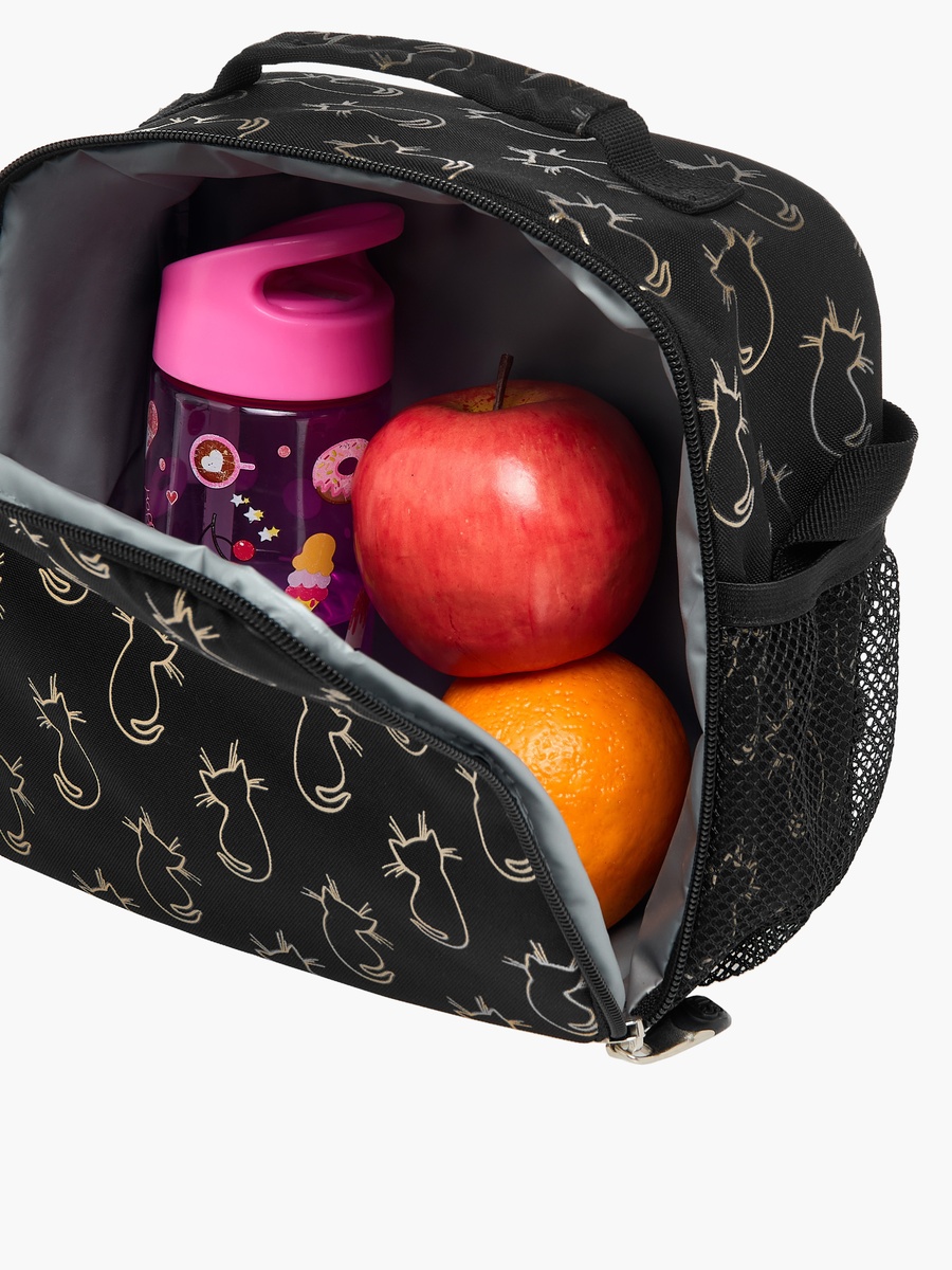 All-Over Cat Print Lunch Bag with Adjustable Strap and Zip Closure