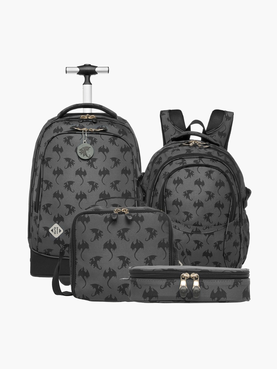 All-Over Dragon Print Lunch Bag with Adjustable Strap and Zip Closure