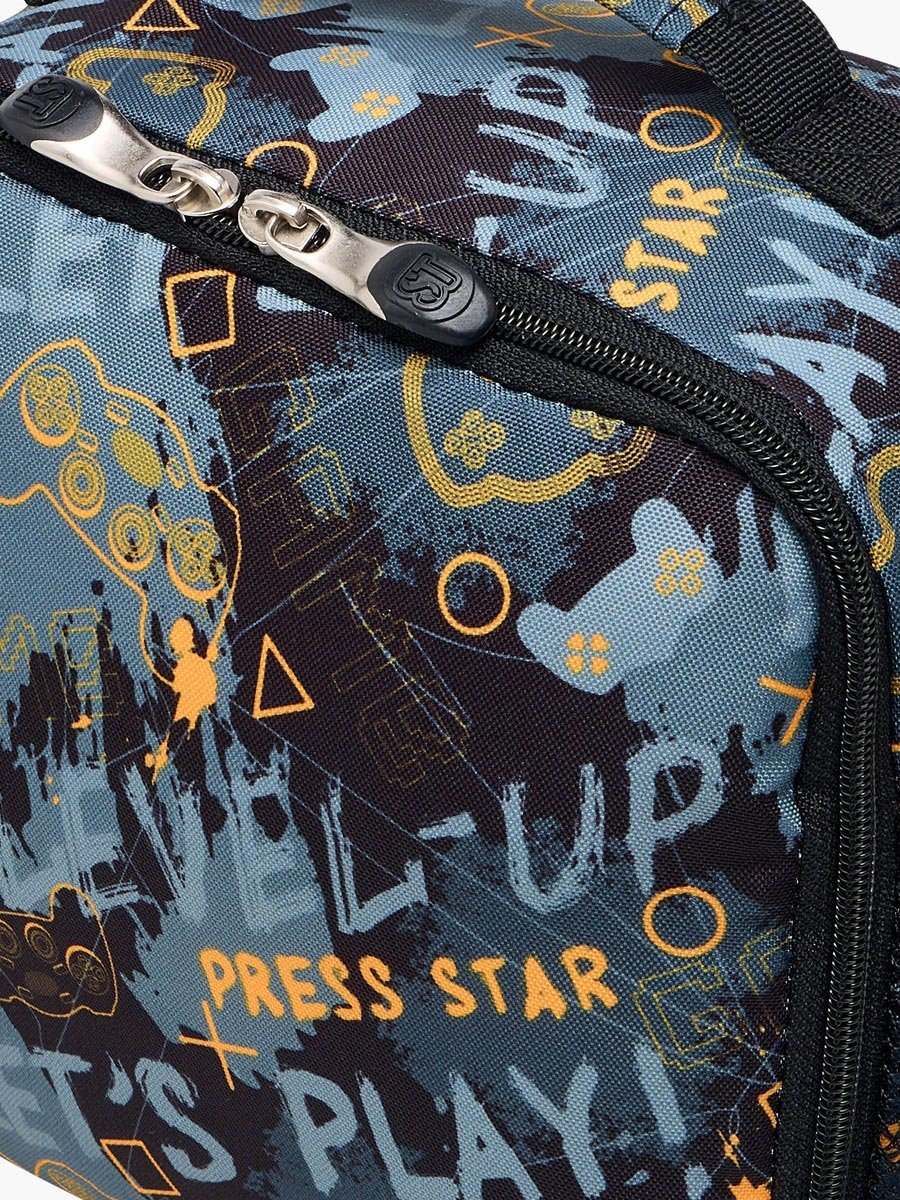 Game Print Lunch Bag with Adjustable Strap and Zip Closure