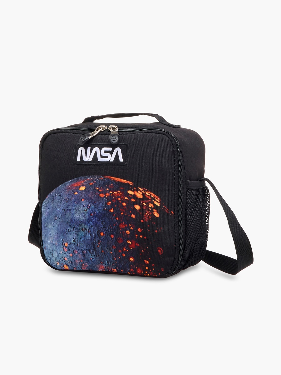 Nasa Applique Lunch Bag with Adjustable Strap and Zip Closure