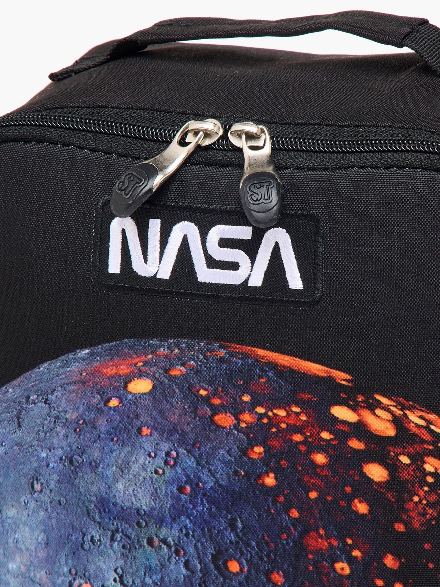 Nasa Applique Lunch Bag with Adjustable Strap and Zip Closure