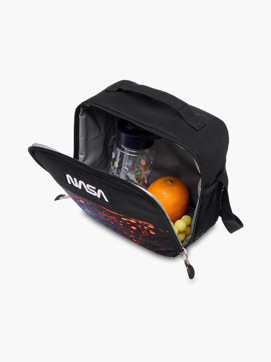 Nasa Applique Lunch Bag with Adjustable Strap and Zip Closure