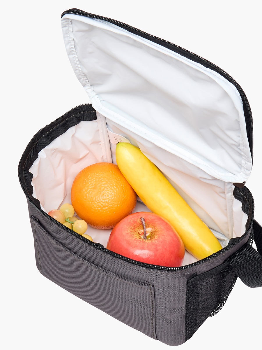 Solid Lunch Bag with Zip Closure and Strap