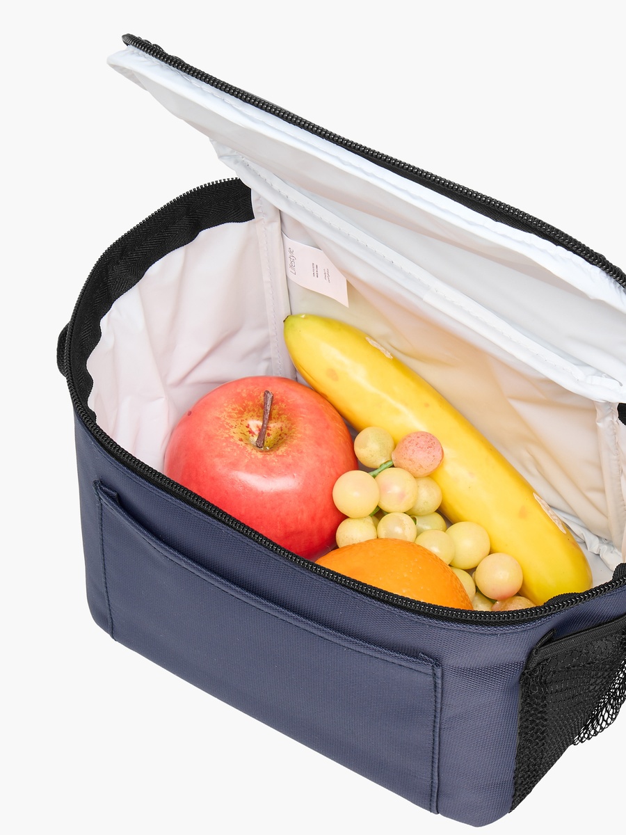 Solid Lunch Bag with Zip Closure and Strap