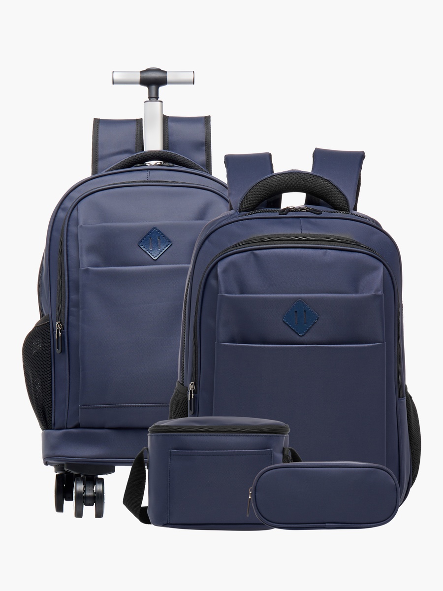 Solid Lunch Bag with Zip Closure and Strap