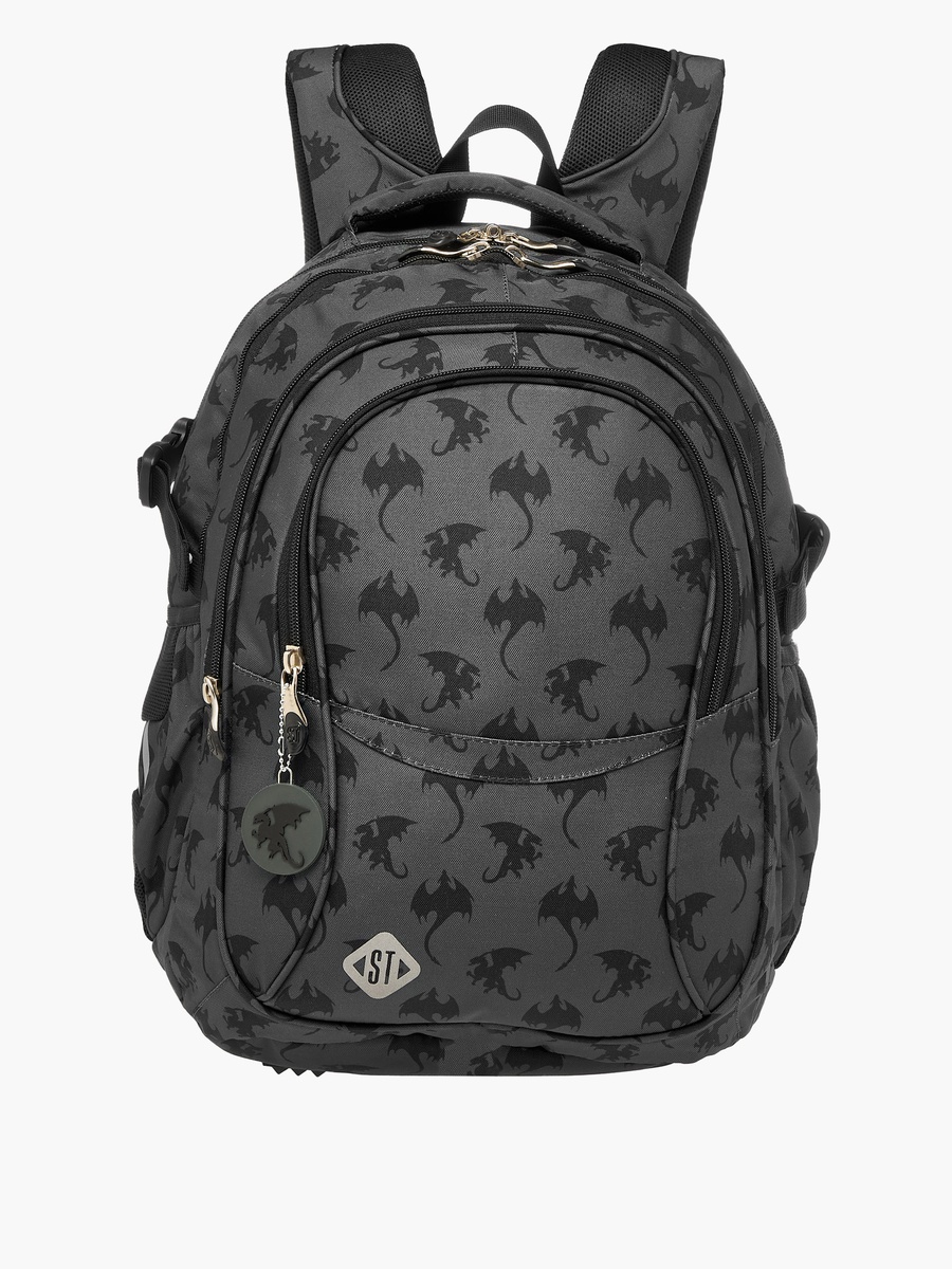 Dragon Print 18-inch Backpack with Adjustable Shoulder Straps - 30x20x45 cm