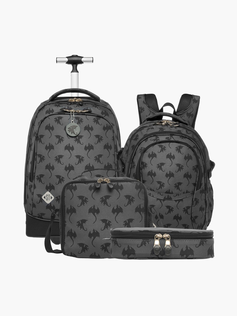 Dragon Print 18-inch Backpack with Adjustable Shoulder Straps - 30x20x45 cm