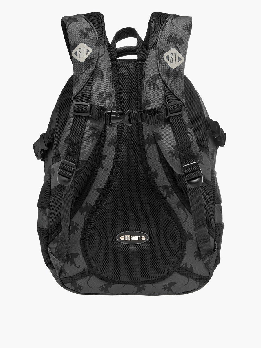 Dragon Print 18-inch Backpack with Adjustable Shoulder Straps - 30x20x45 cm