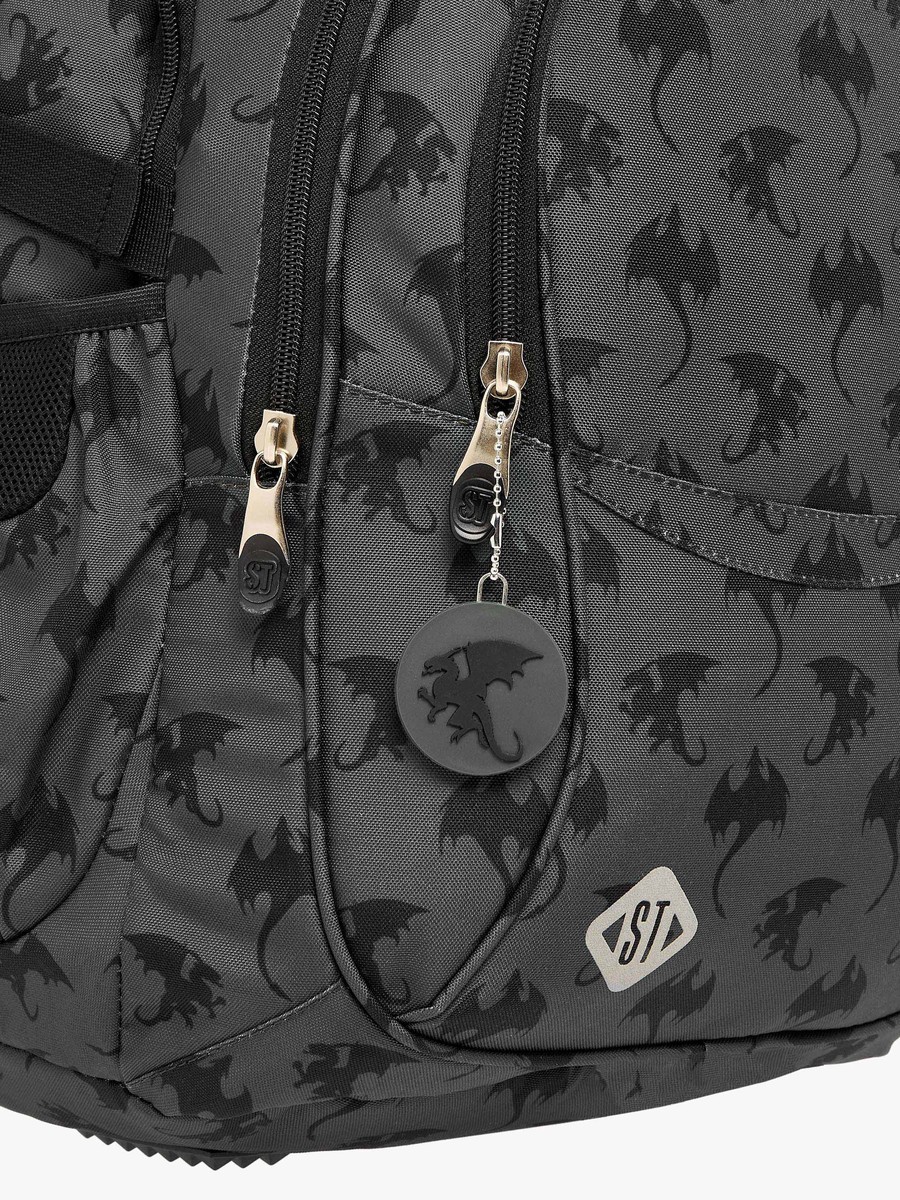 Dragon Print 18-inch Backpack with Adjustable Shoulder Straps - 30x20x45 cm