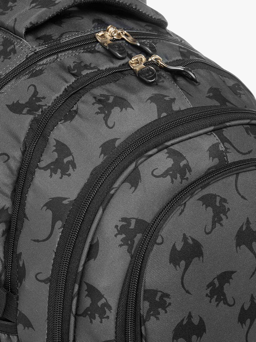 Dragon Print 18-inch Backpack with Adjustable Shoulder Straps - 30x20x45 cm
