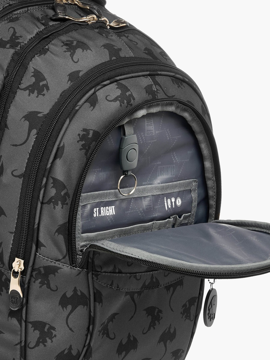Dragon Print 18-inch Backpack with Adjustable Shoulder Straps - 30x20x45 cm