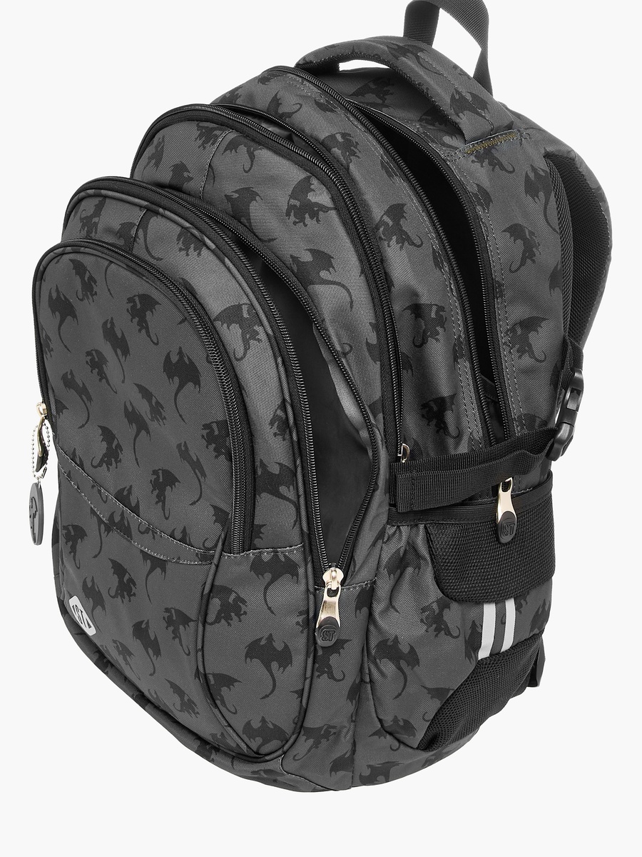 Dragon Print 18-inch Backpack with Adjustable Shoulder Straps - 30x20x45 cm