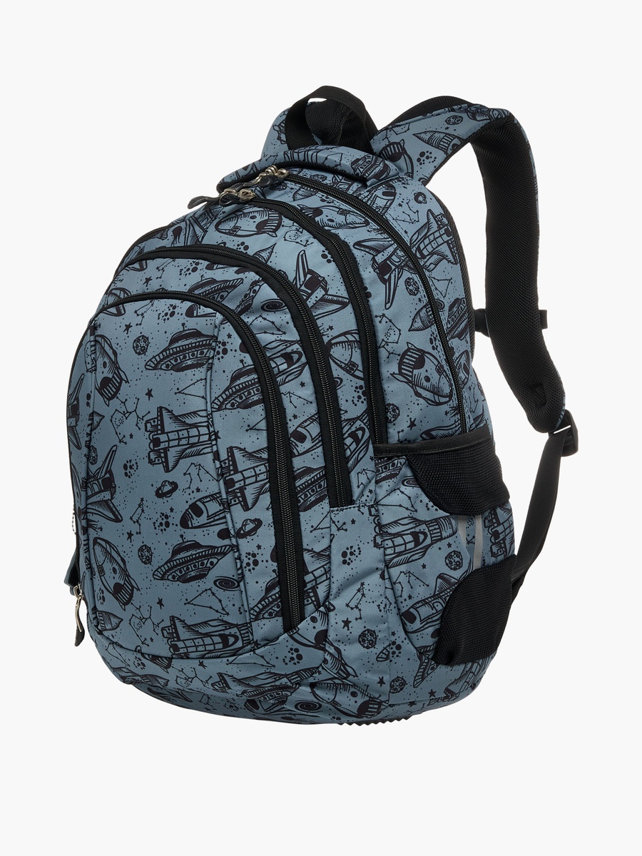 18-inch Space Print Backpack with Adjustable Straps and Zip Closure - 30x20x45 cm