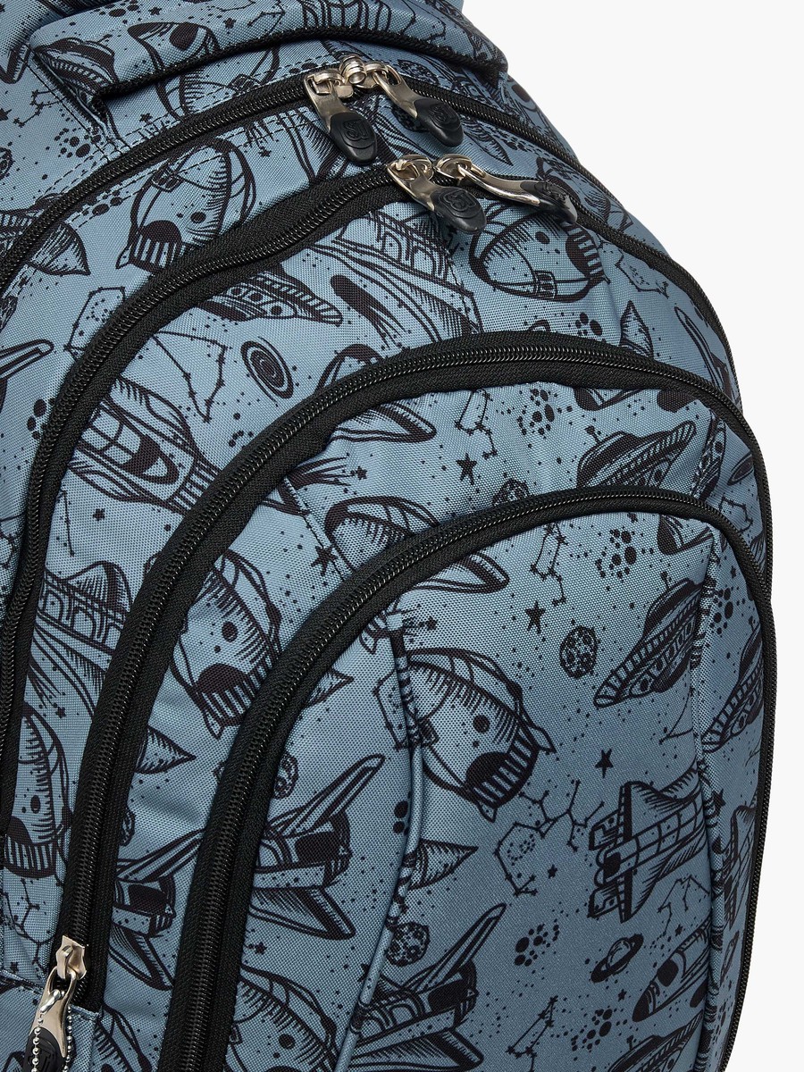 18-inch Space Print Backpack with Adjustable Straps and Zip Closure - 30x20x45 cm