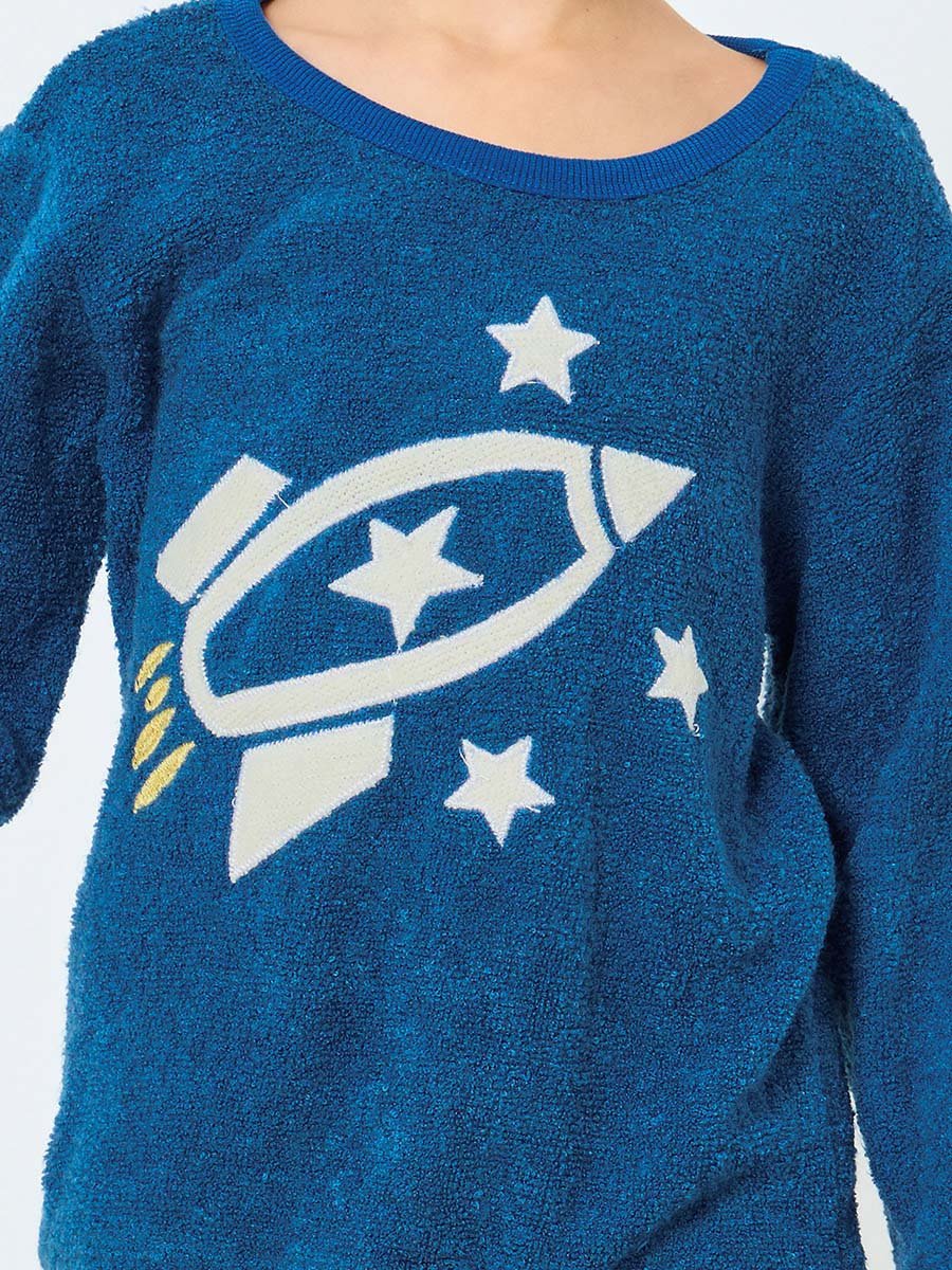 Boys Star Space Applique Fleece Top and Pyjama Set