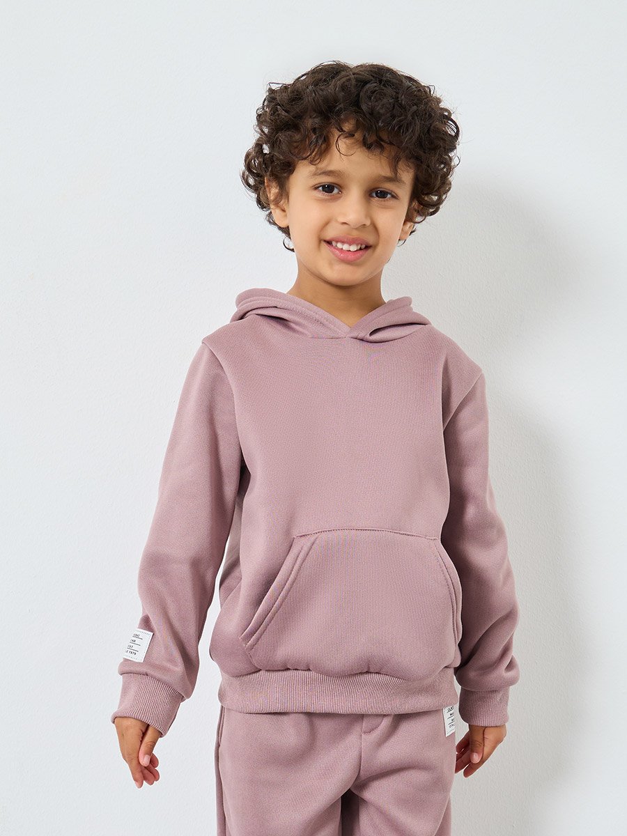 Boys Purple Solid Hoodie and Jogger Set