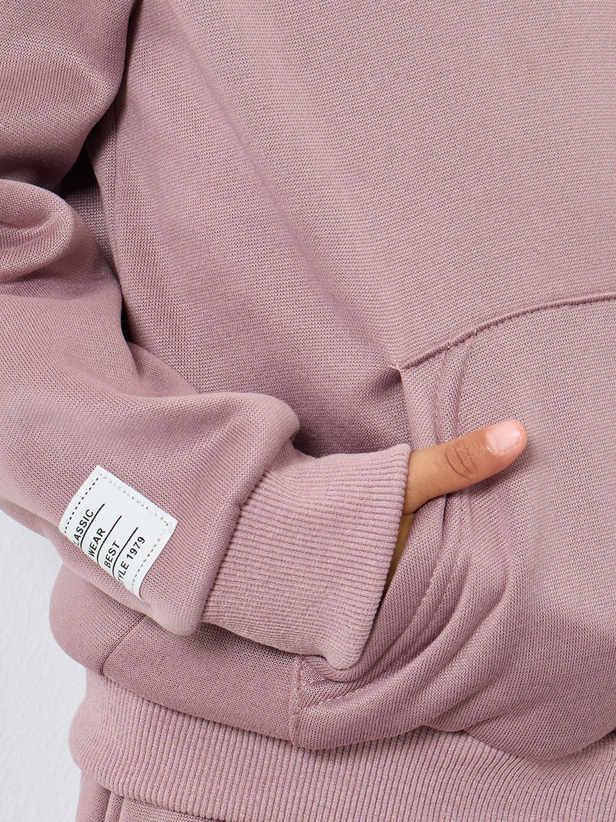 Boys Purple Solid Hoodie and Jogger Set