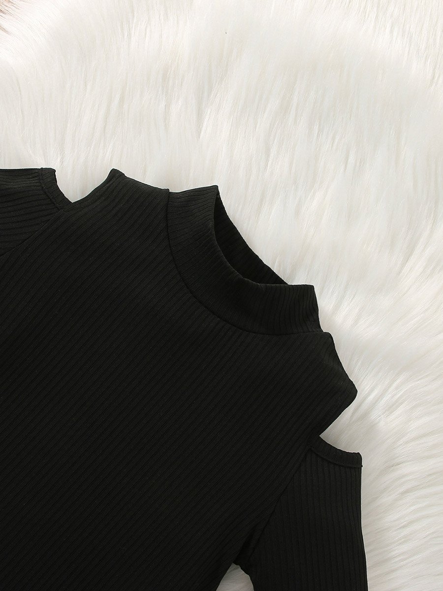 Solid Cold Shoulder Top with Joggers Set