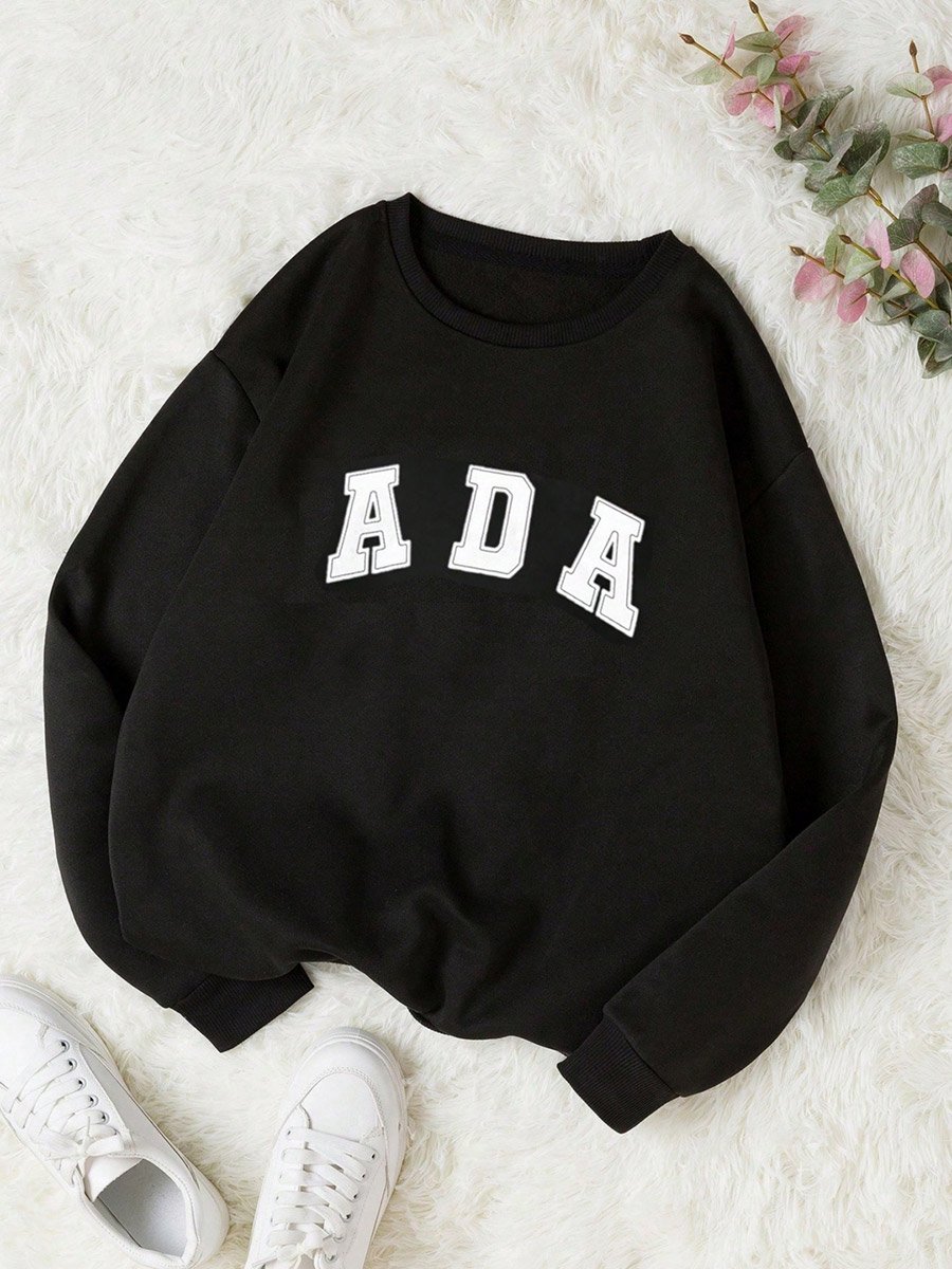 Girls Letter Print Long Sleeve Sweatshirt