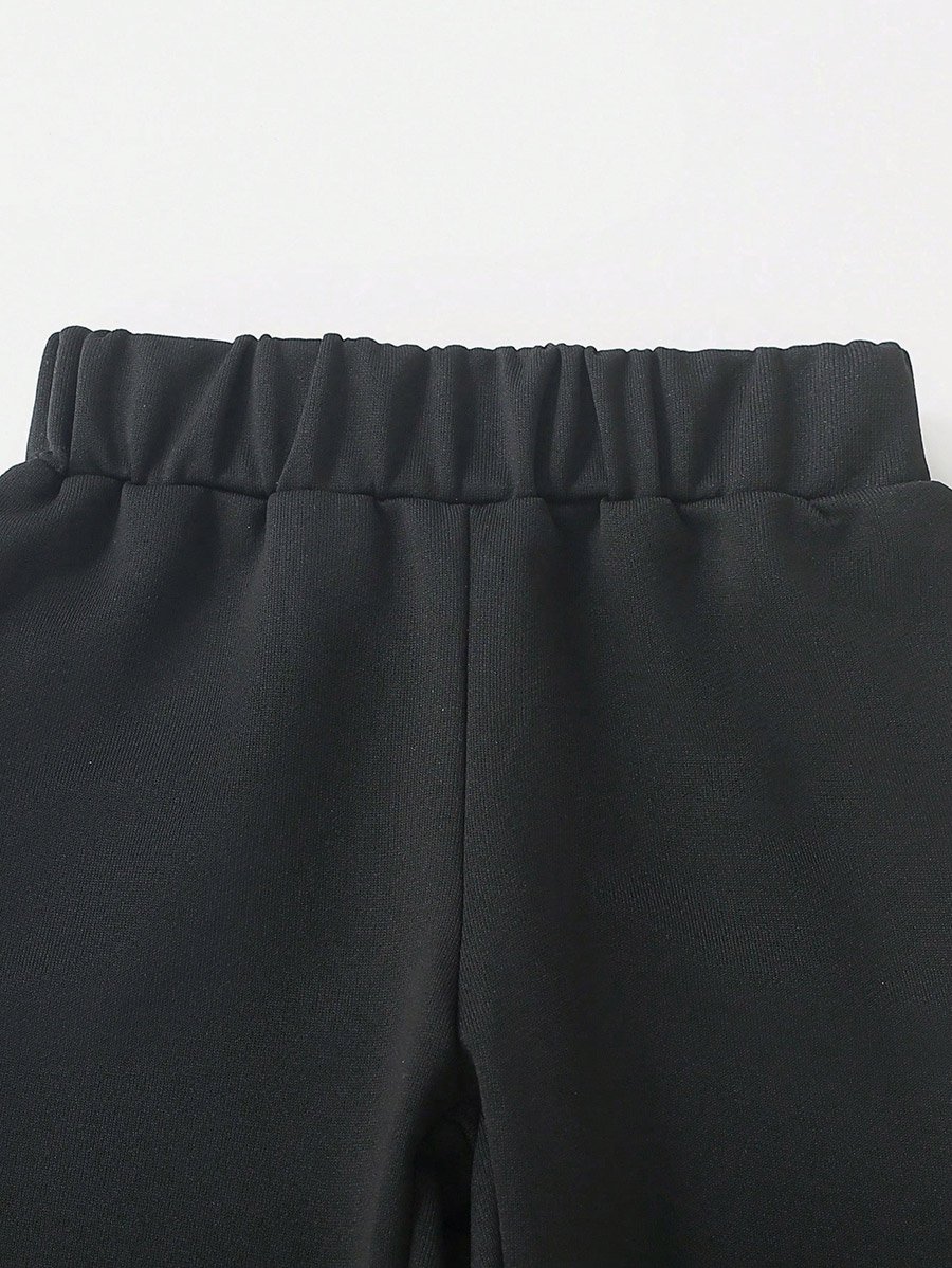 Boys Black Solid Sweatshirt and Joggers Set