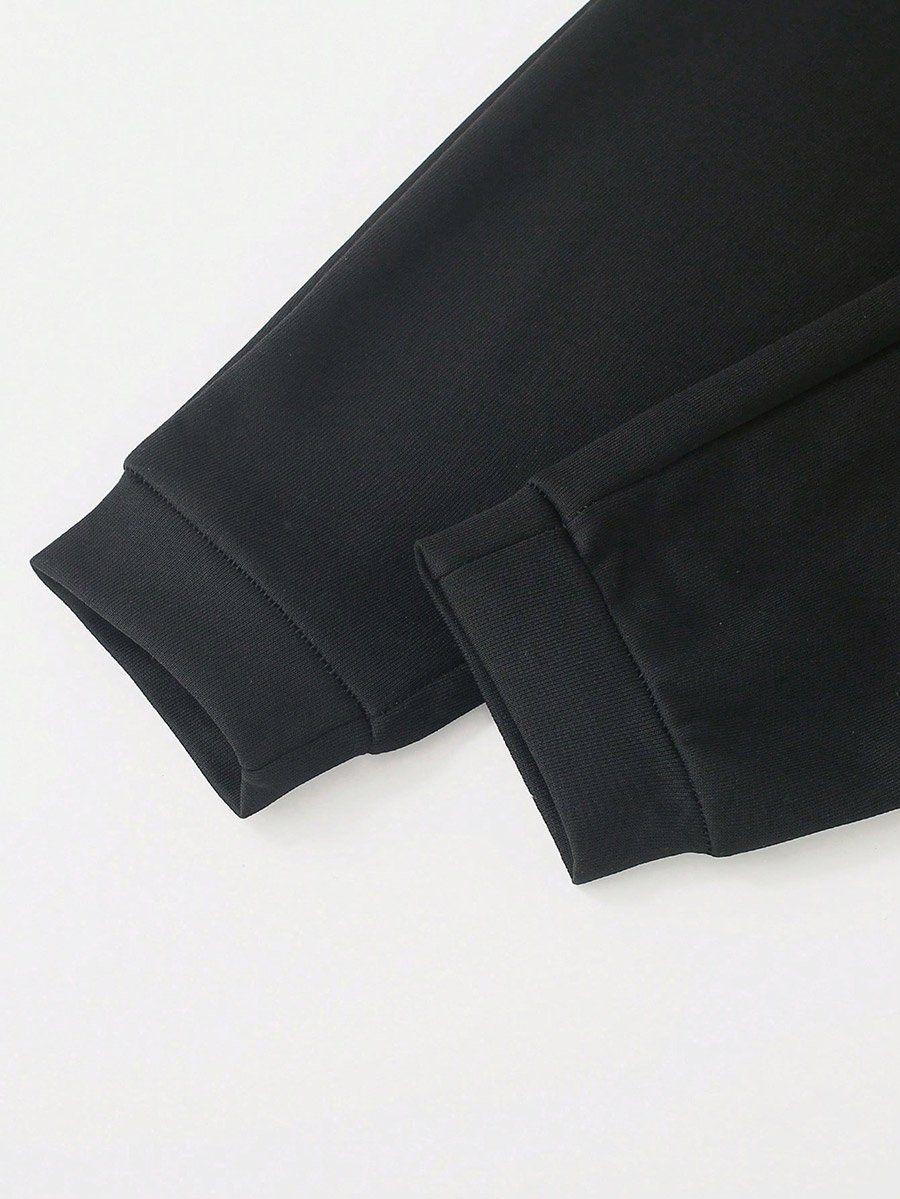 Boys Black Solid Sweatshirt and Joggers Set