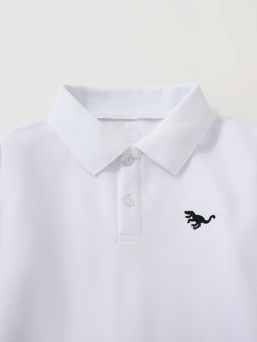 Boys White Graphic Polo and Black Jogger Set