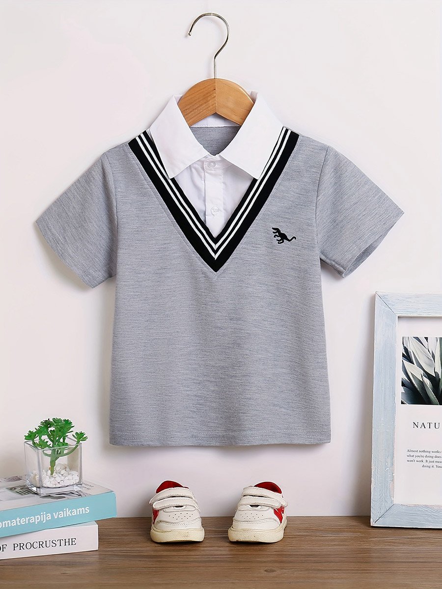 Boys Grey Collared 2in1 Style Shirt