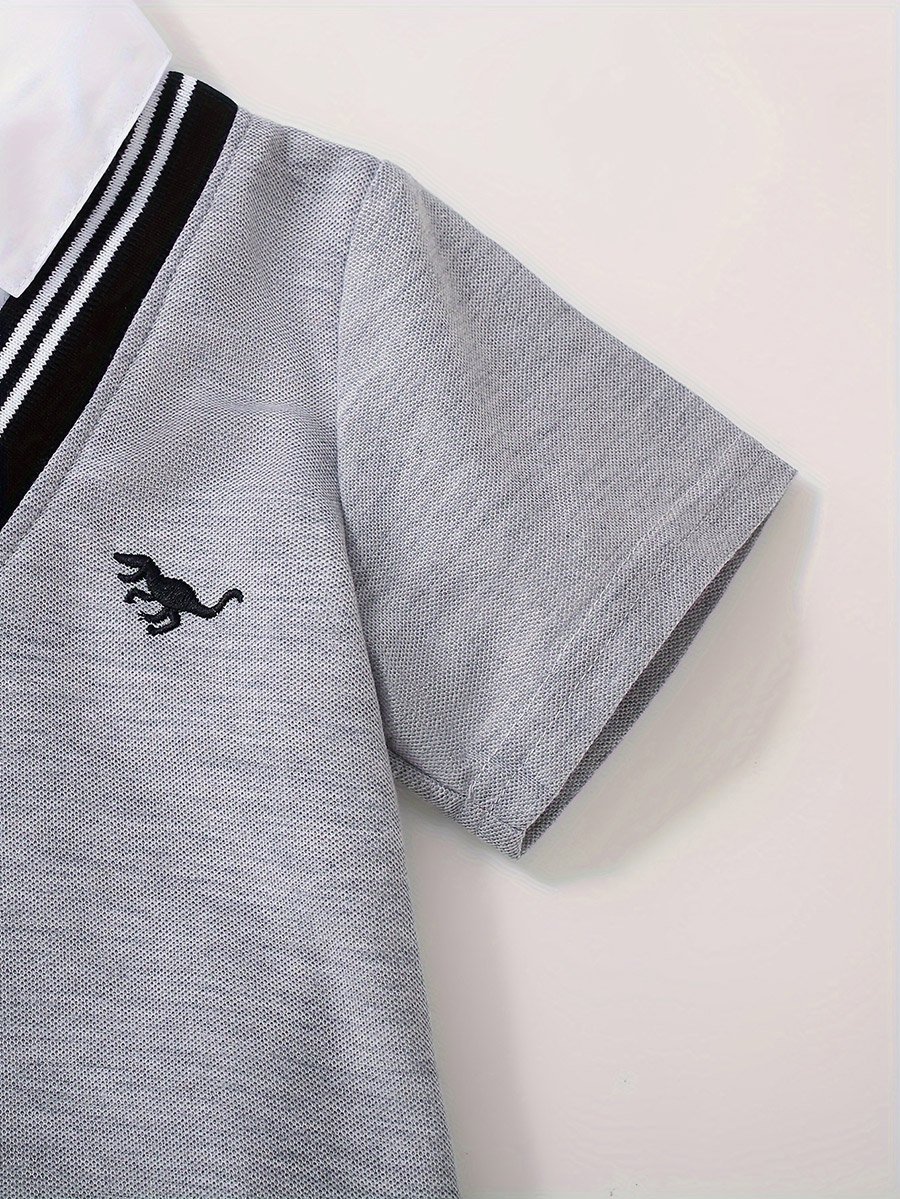Boys Grey Collared 2in1 Style Shirt