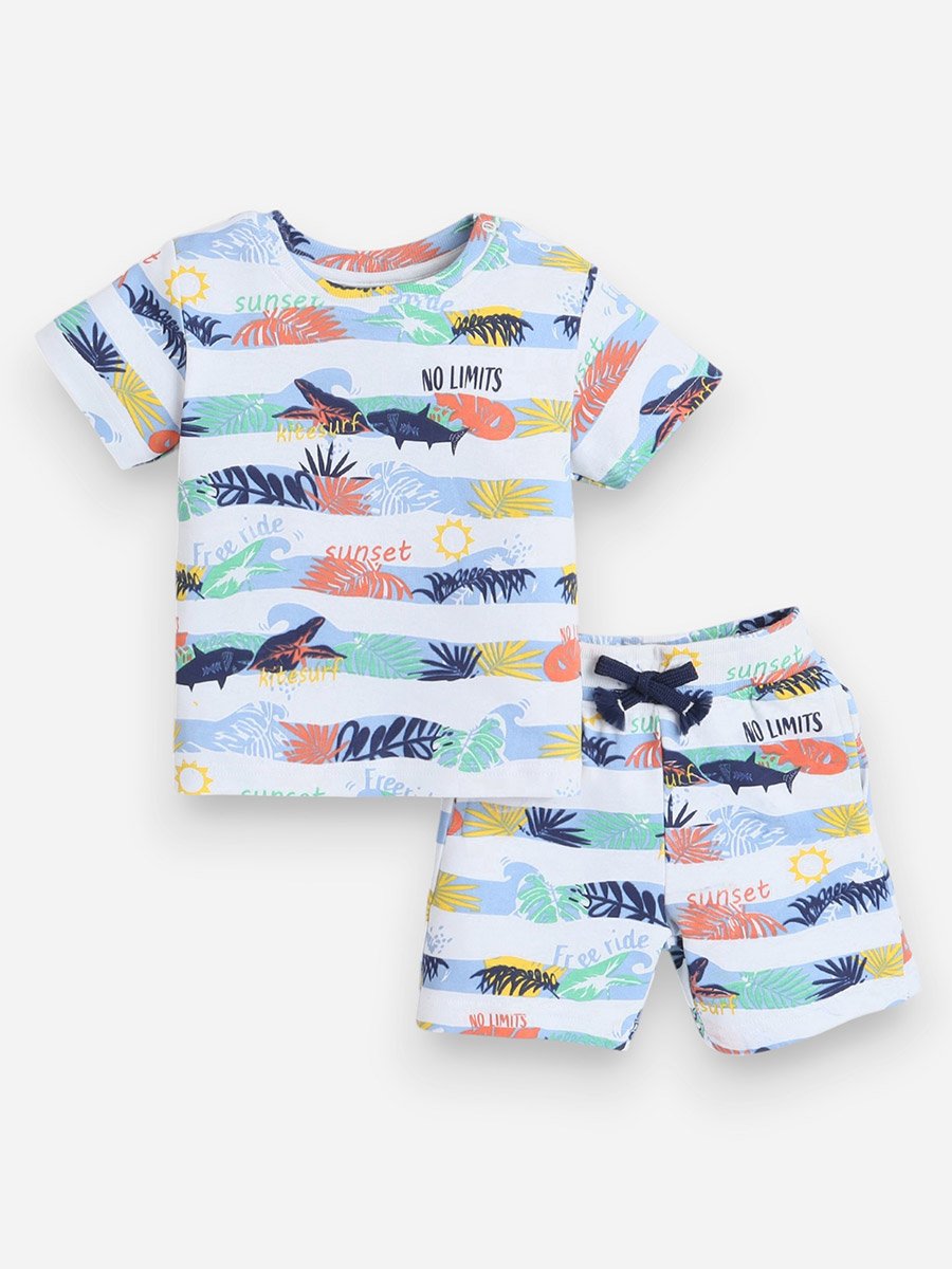 Boys Shark Graphic T-Shirt And Shorts Set