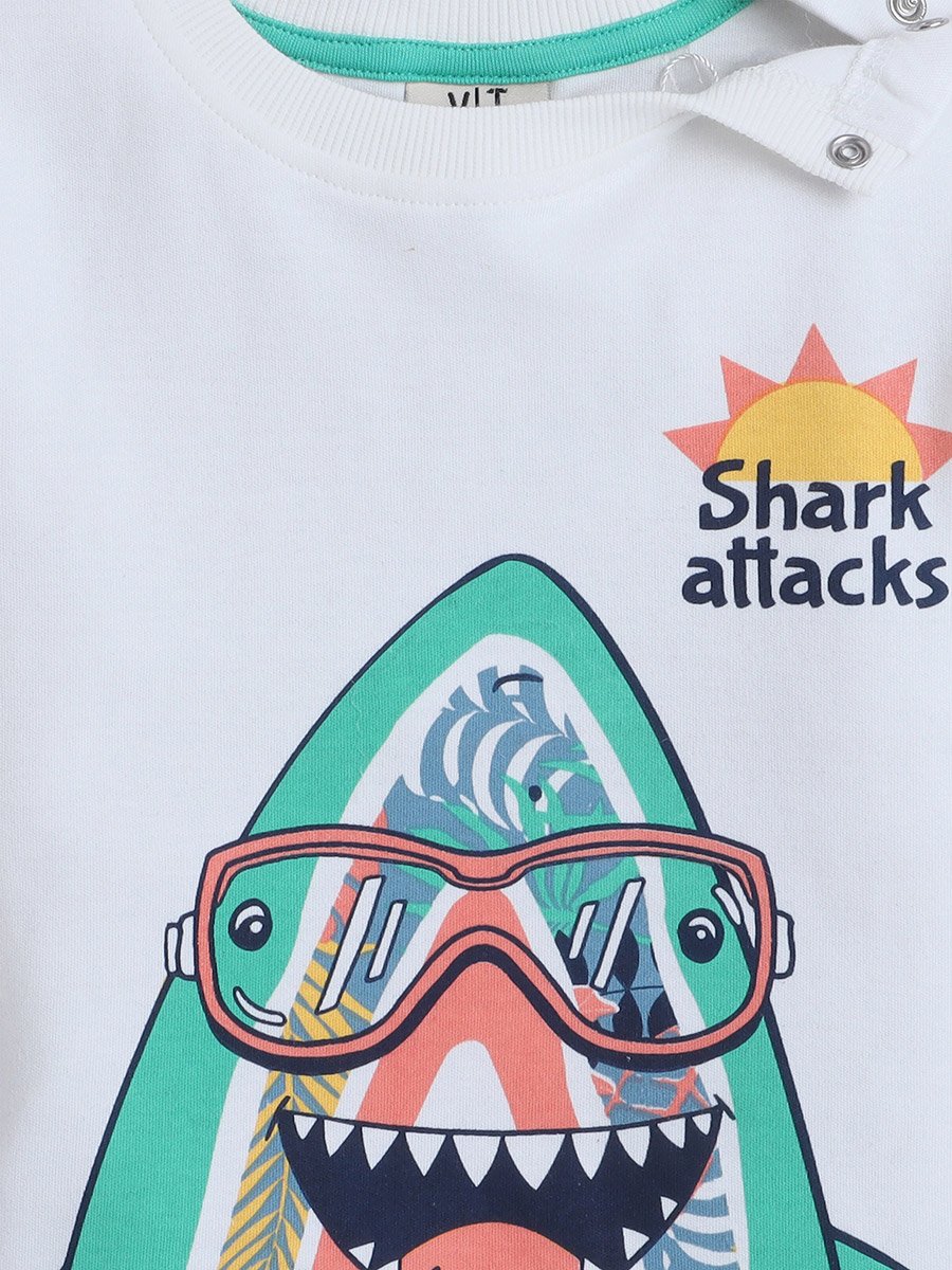 Boys Cute Shark Graphic T-Shirt and Shorts Set