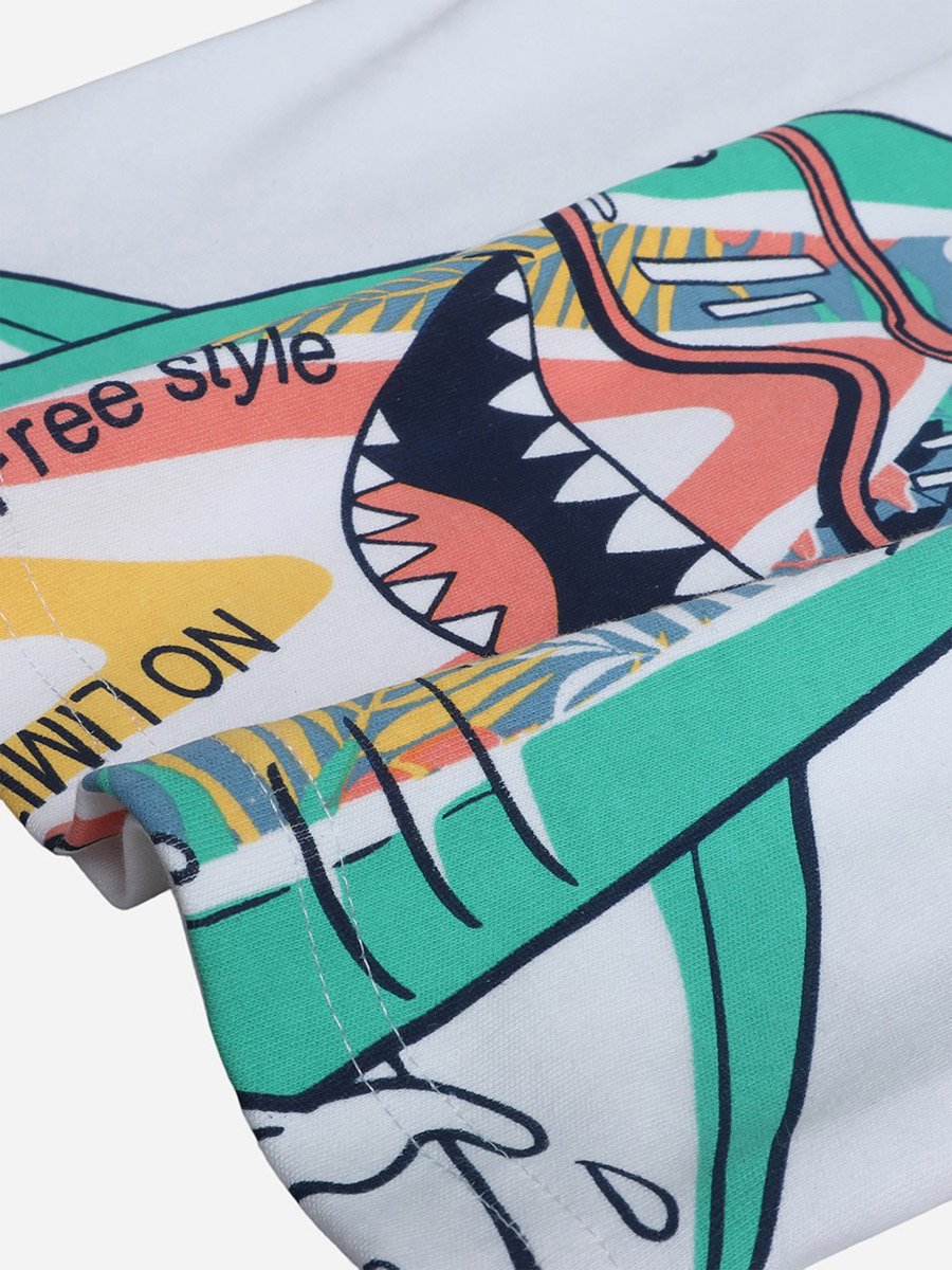Boys Cute Shark Graphic T-Shirt and Shorts Set