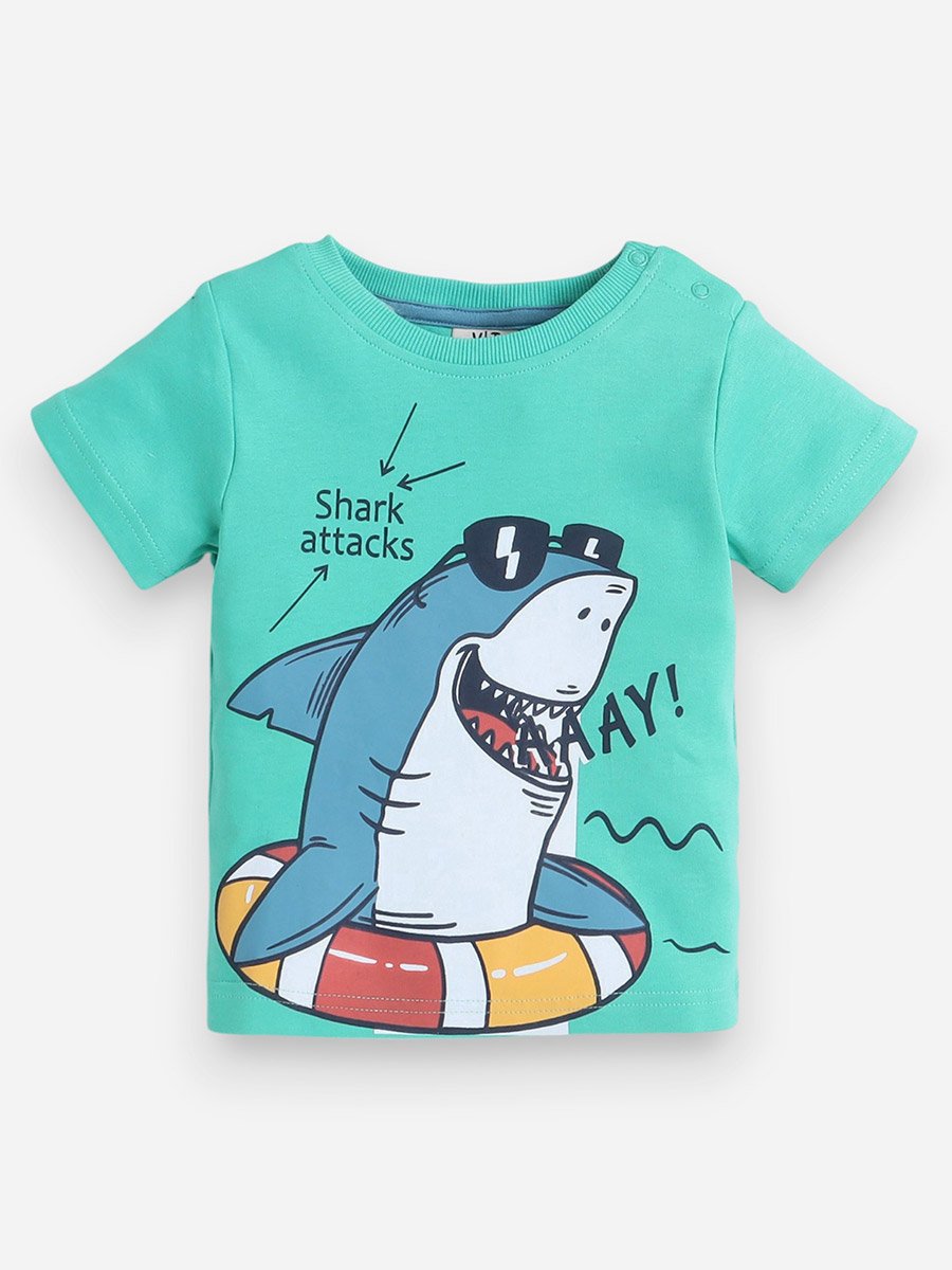 Boys Cute Shark Graphic T-Shirt and Shorts Set