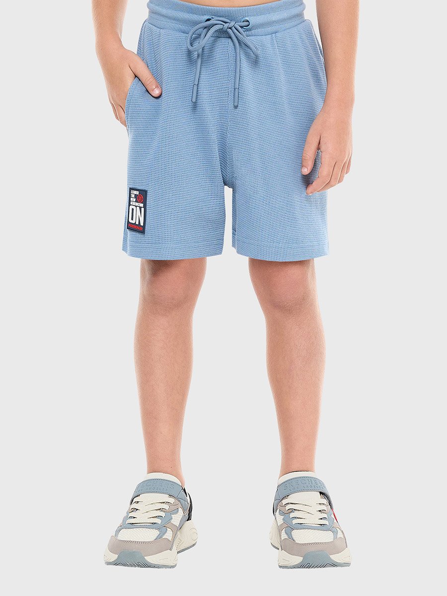 Boys Blue Textured Oversized T-Shirt and Shorts Set