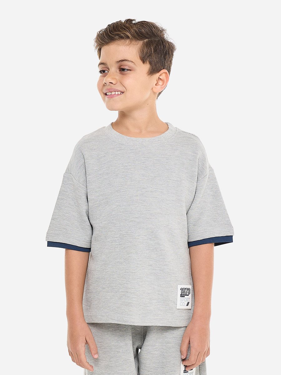 Boys Textured Oversized T-Shirt and Shorts Set