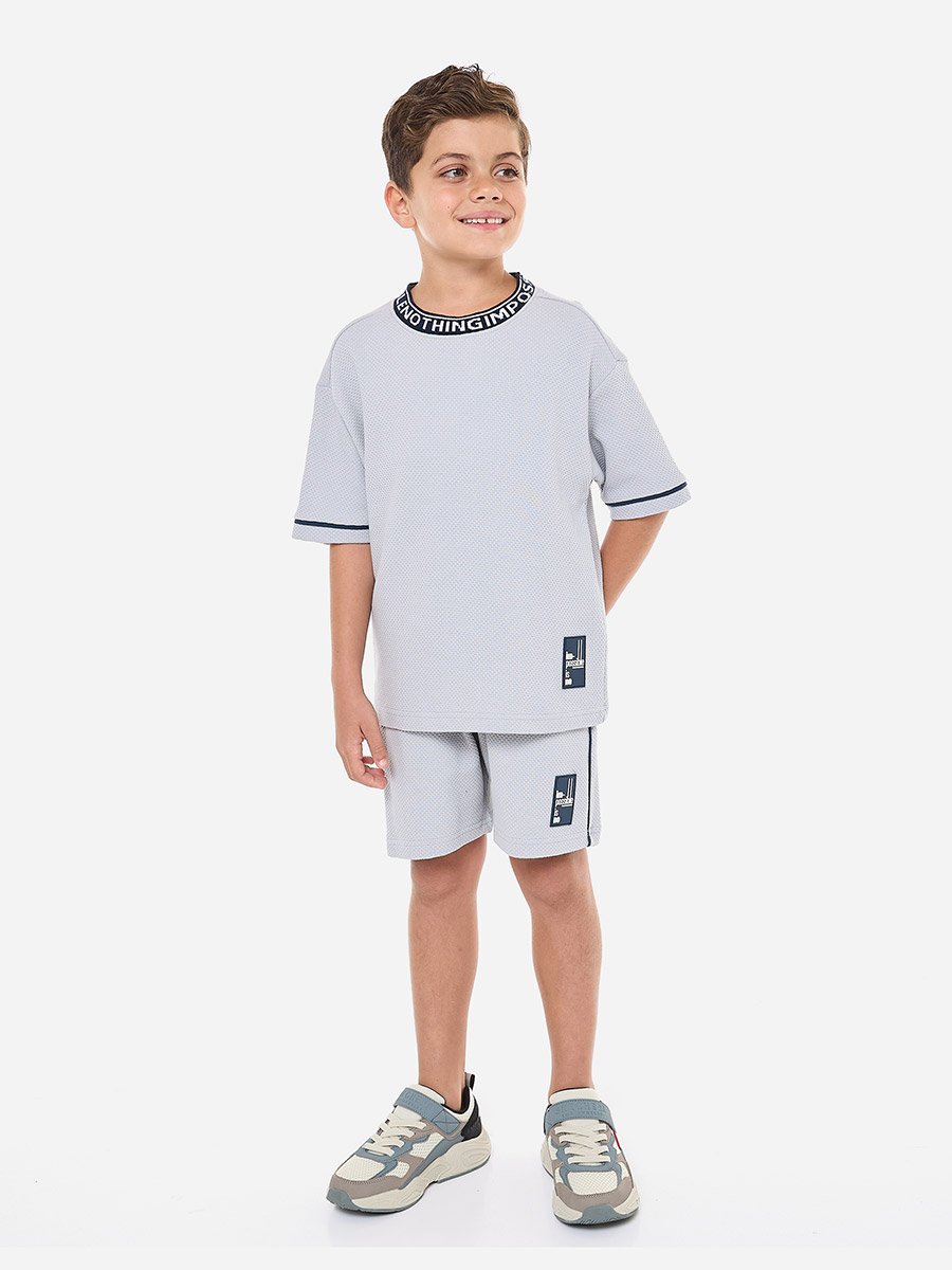Blue Cotton Short Sleeve T-Shirt and Shorts Set
