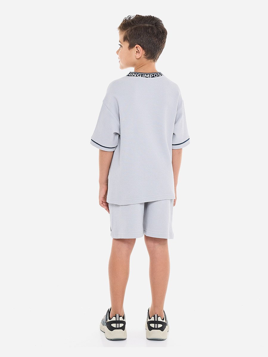 Blue Cotton Short Sleeve T-Shirt and Shorts Set