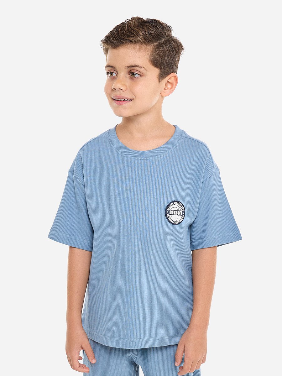 Boys Badge Detail Oversized T-Shirt and Shorts Set