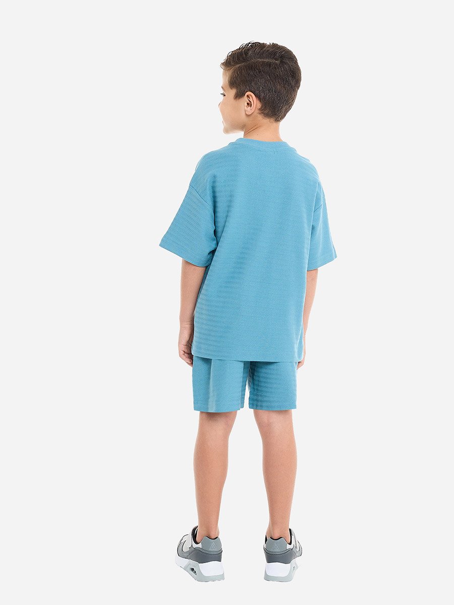 Boys Blue Embroidered T-Shirt and Shorts Set