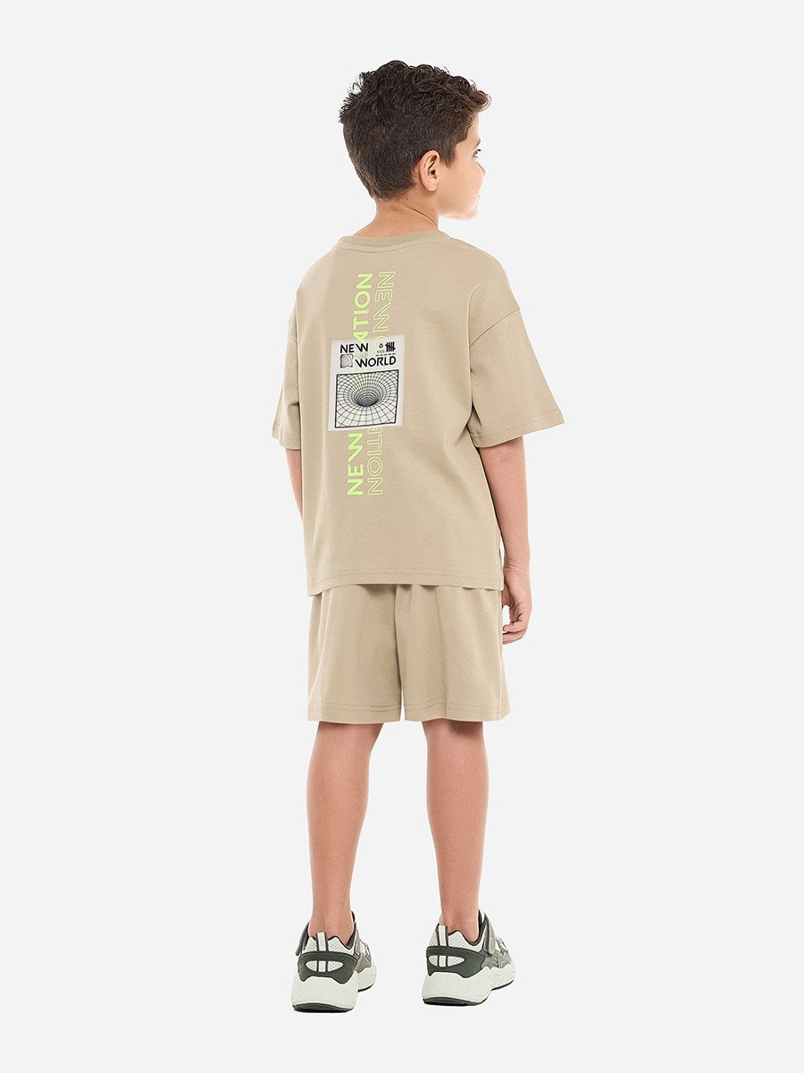 Boys Back Graphic Oversized T-Shirt and Shorts Set