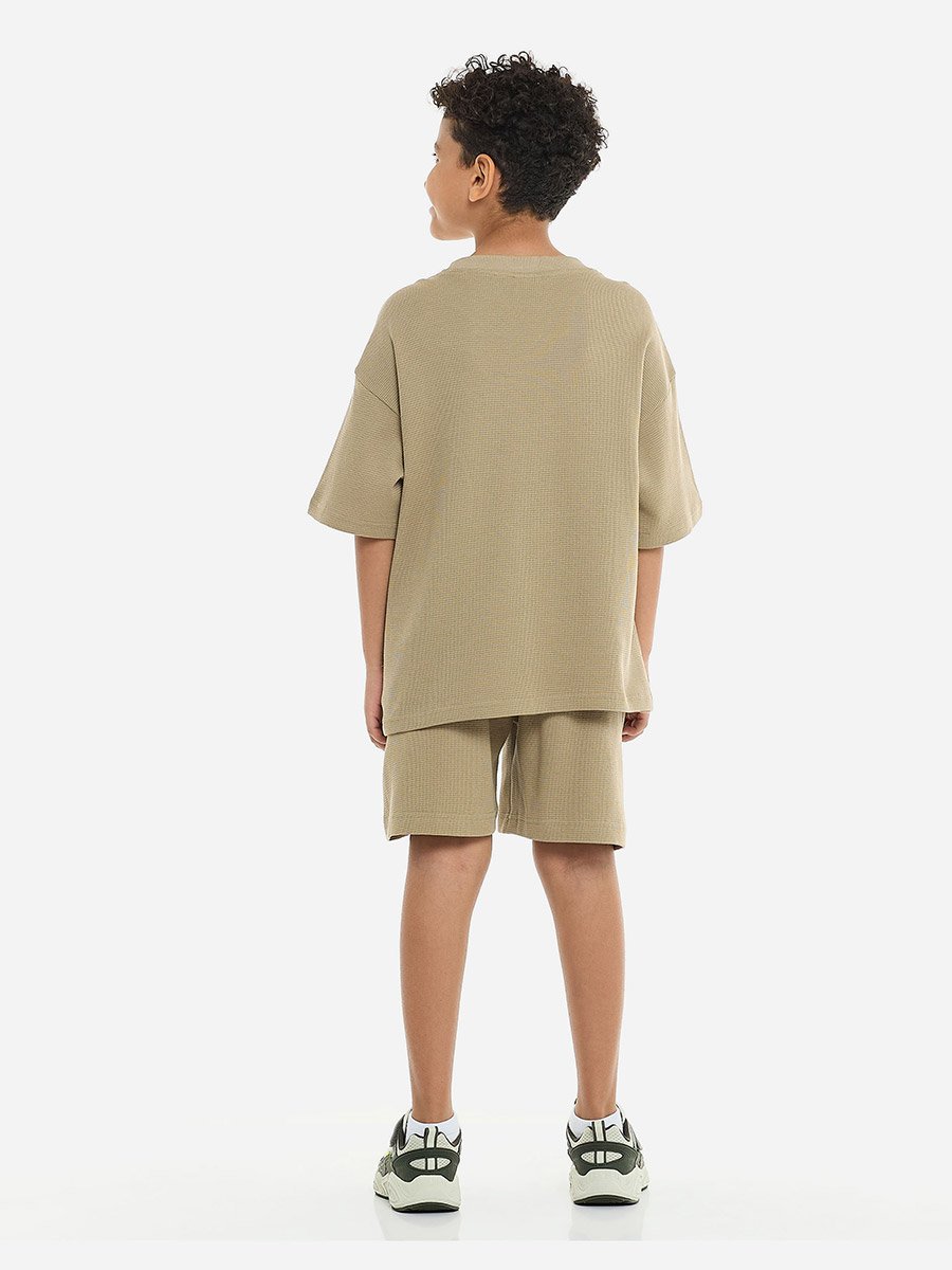 Boys Textured Oversized T-Shirt and Shorts Set