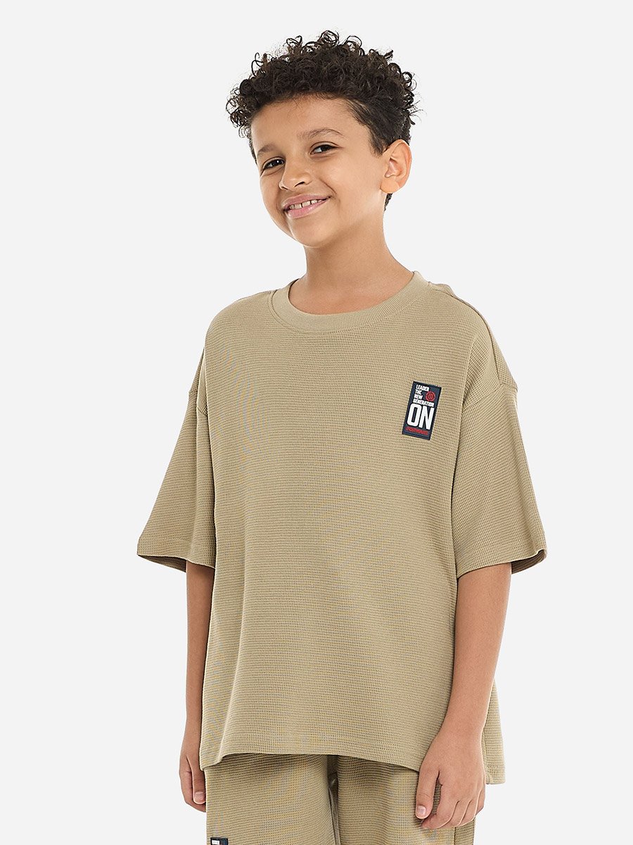 Boys Textured Oversized T-Shirt and Shorts Set