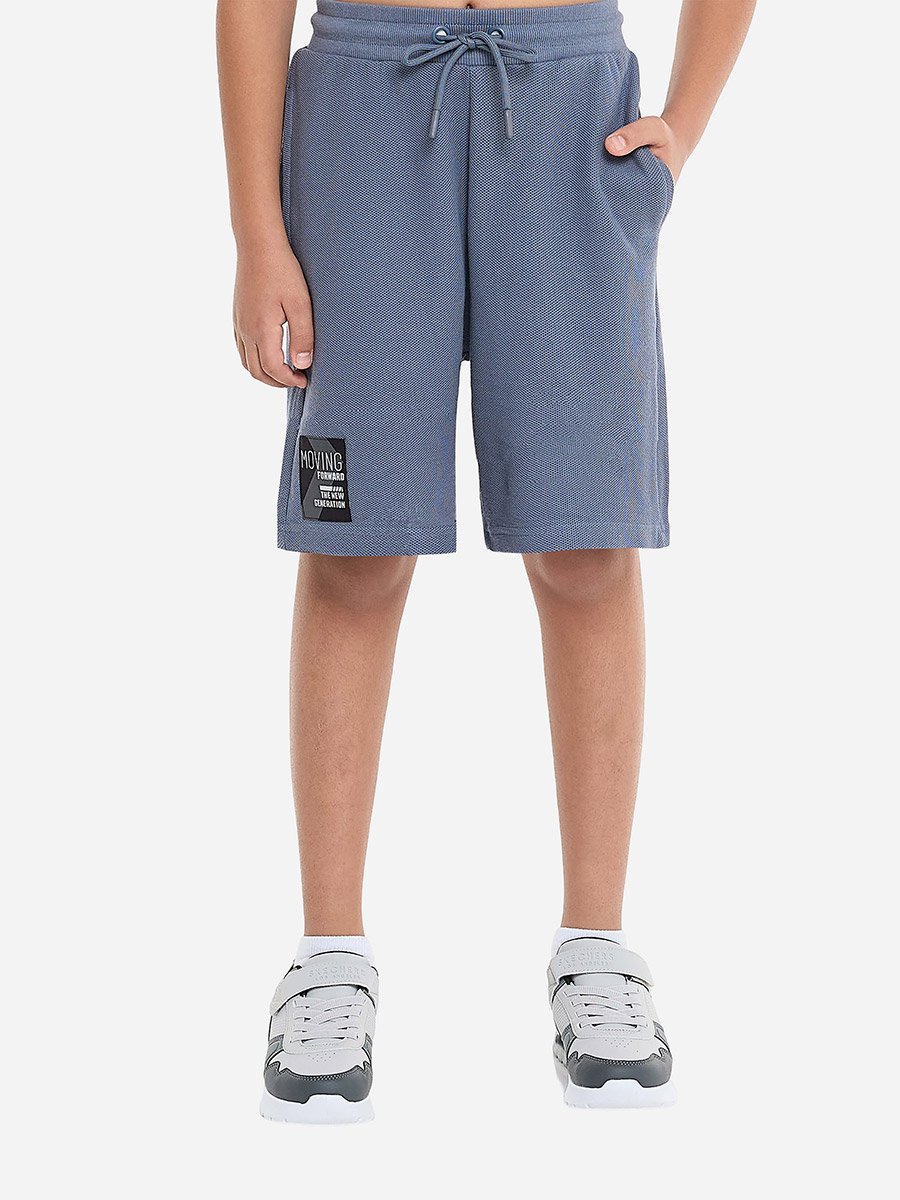 Boys Blue Printed Neckline T-Shirt and Shorts Set