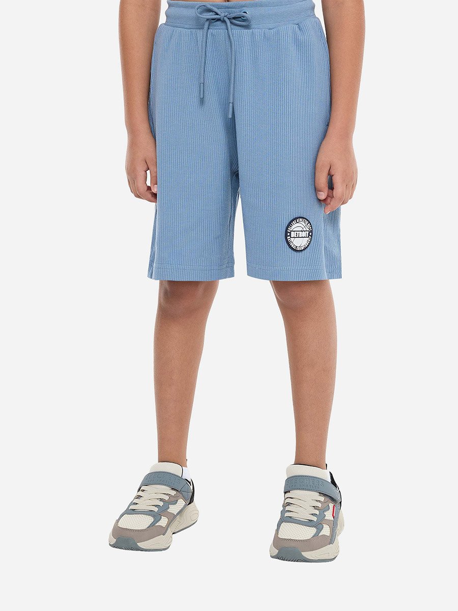 Boys Blue Textured Ribbed T-Shirt and Shorts Set