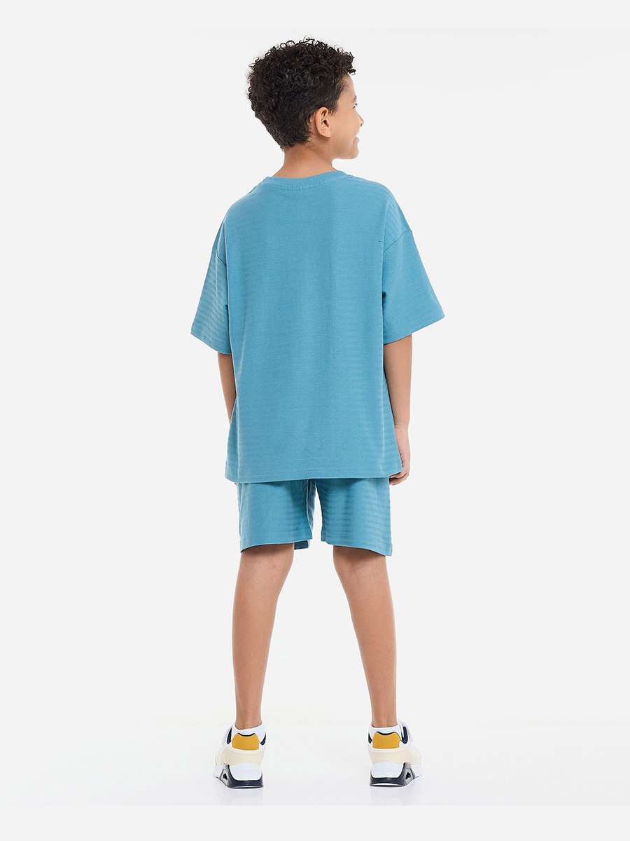 Boys Blue Embroidered T-Shirt and Shorts Set