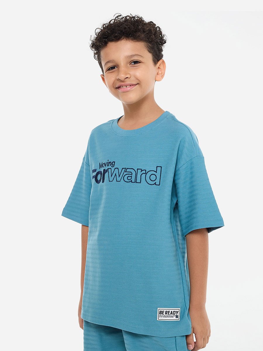 Boys Blue Embroidered T-Shirt and Shorts Set