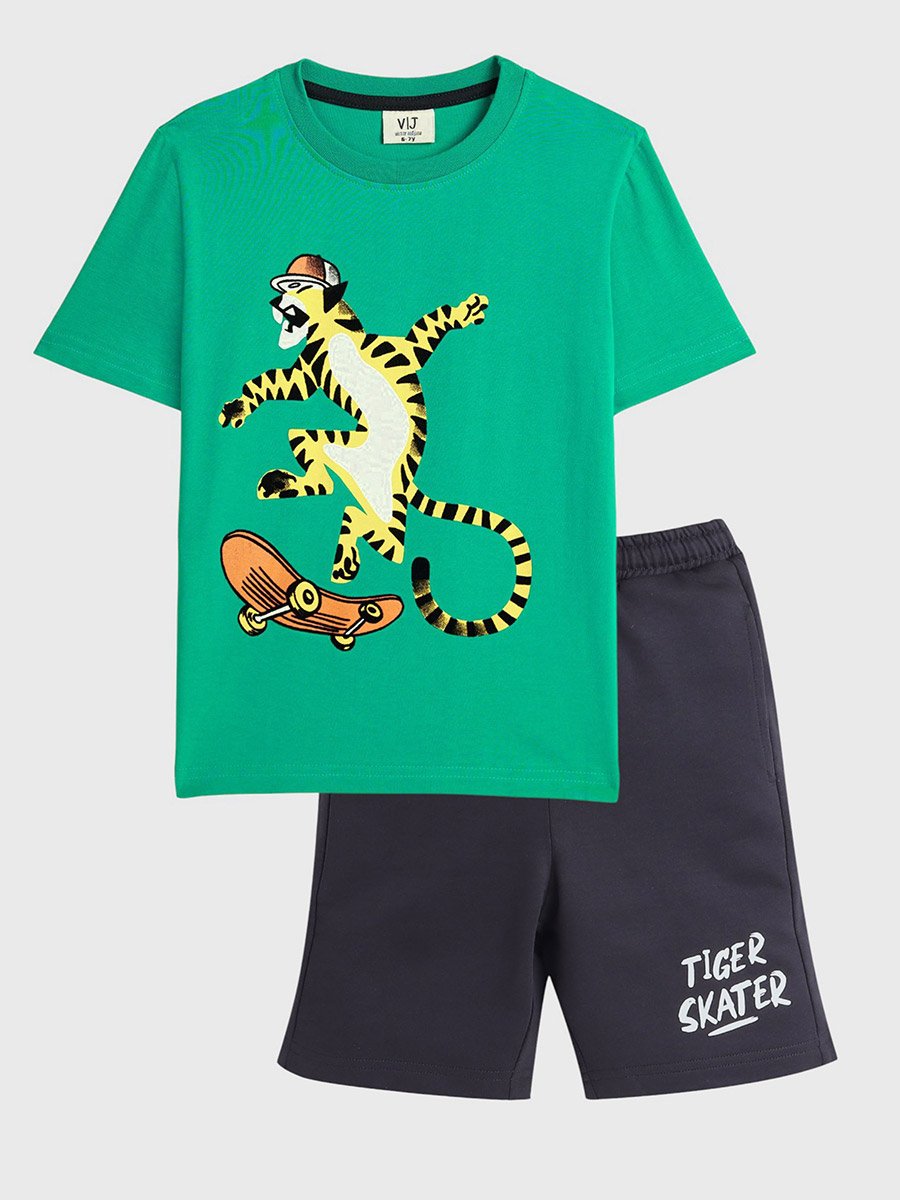 Boys Tiger Graphic T-Shirt and Shorts Set