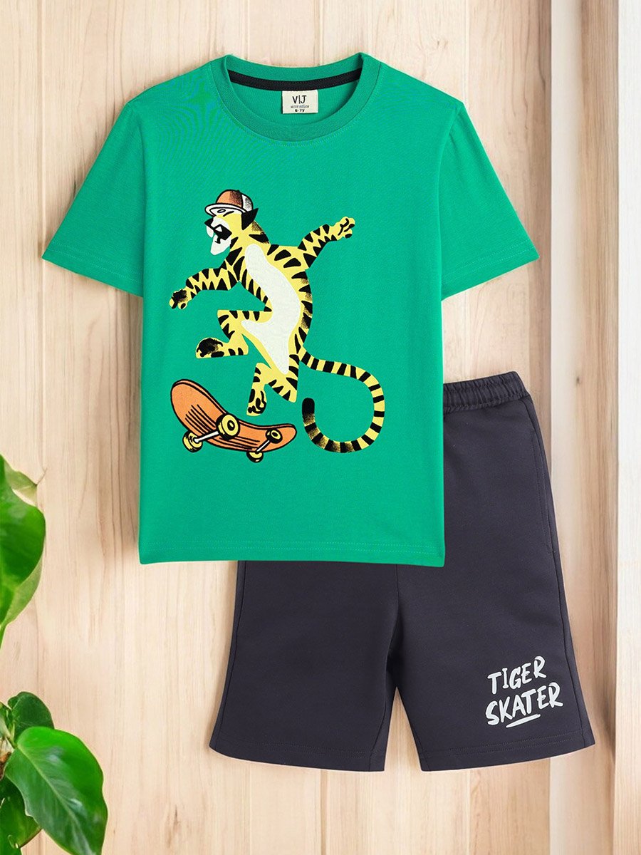 Boys Tiger Graphic T-Shirt and Shorts Set