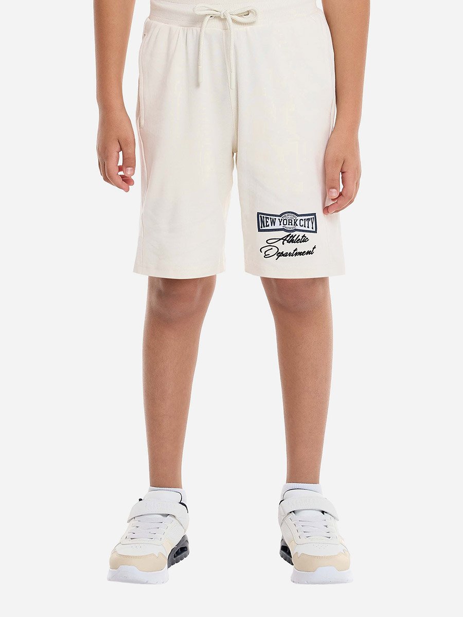 Boys Cream Cotton Embroidered T-Shirt and Shorts Set