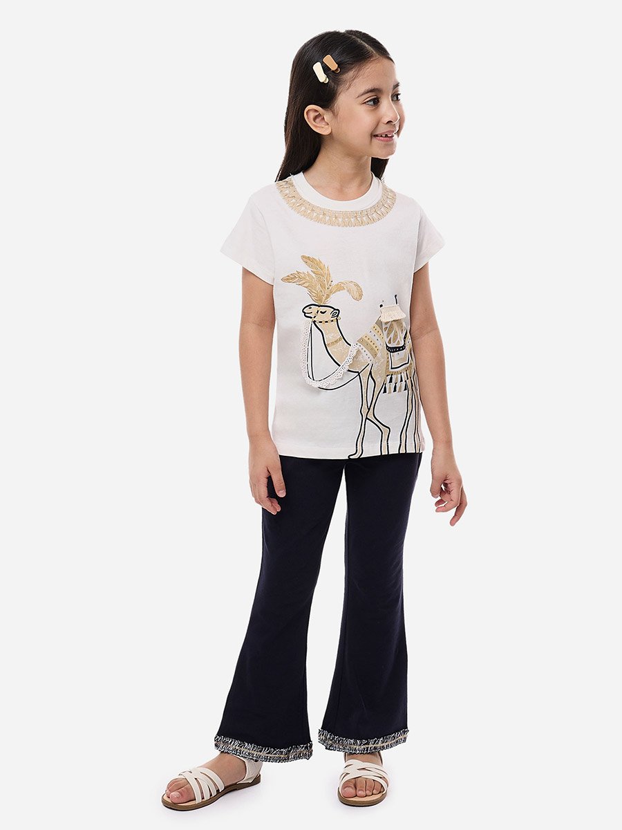 Girls Camel Graphic T-Shirt and Flared Leggings Set