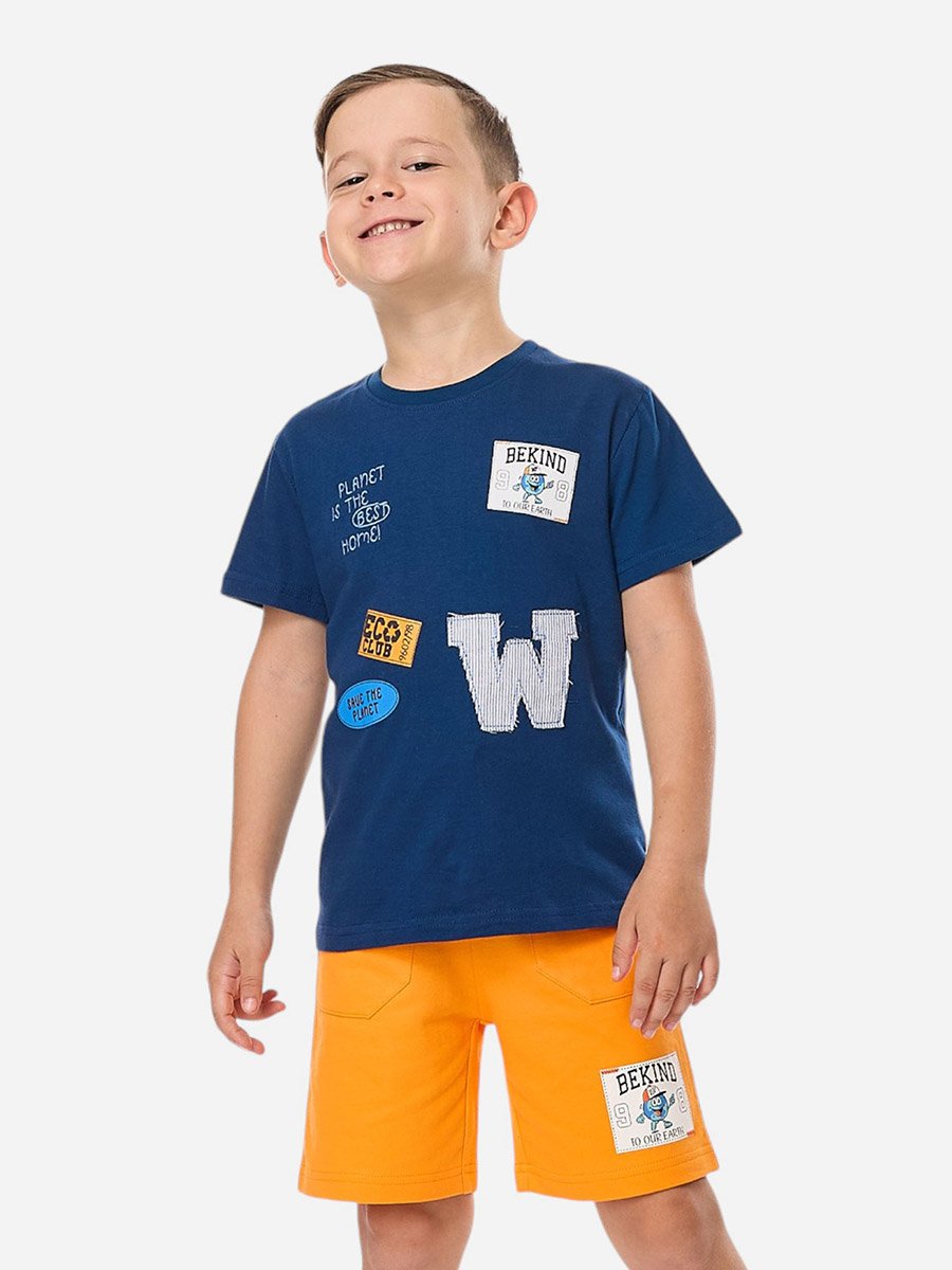 Boys Applique Graphic T-Shirt and Shorts Set